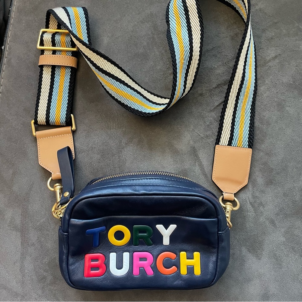 Tory Burch Perry double zip mini bag - navy - Picture 2 of 8